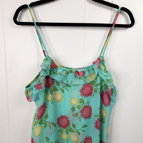 Vintage Blue Floral Nightie Lingerie Sheer Slip Dress 90s Y2K Mini Romantic cute - Picture 2 of 10
